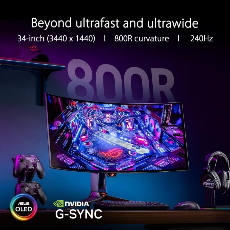 ASUS ROG Swift OLED PG34WCDM 34 Inch UWQHD Curved Gaming Monitor, 240 Hz, 0.03 ms GtG, G-Sync ASUS ROG Swift OLED PG34WCDM 34 Inch UWQHD Curved Gaming Monitor, 240 Hz, 0.03 ms GtG, G-Sync