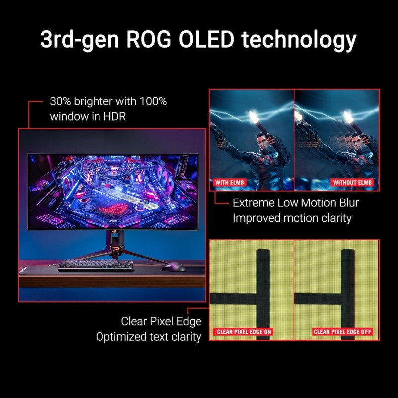 ASUS ROG Swift OLED PG34WCDM 34 Inch UWQHD Curved Gaming Monitor, 240 Hz, 0.03 ms GtG, G-Sync ASUS ROG Swift OLED PG34WCDM 34 Inch UWQHD Curved Gaming Monitor, 240 Hz, 0.03 ms GtG, G-Sync