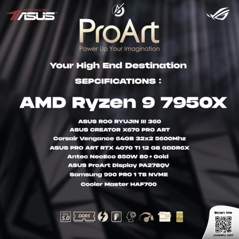 Creator's Masterpiece AMD Edition Ryzen 9 & RTX 4070 TI - Powered By Asus Creator's Masterpiece AMD Edition Ryzen 9 & RTX 4070 TI - Powered By Asus