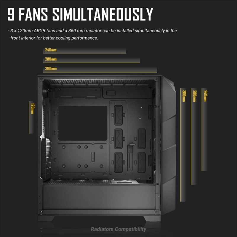 Antec DP503 ATX Mid Tower PC Case, Type-C Gen2, 3 x 120mm ARGB Fans with ARGB & PWM Controller, Up to 2 x 360mm Radiator, GPU Bracket, EATX Gaming PC Case, Black Antec DP503 ATX Mid Tower PC Case, Type-C Gen2, 3 x 120mm ARGB Fans with ARGB & PWM Controller, Up to 2 x 360mm Radiator, GPU Bracket, EATX Gaming PC Case, Black