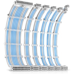 Antec PSU Cables, Sleeved Cable Extension Kit, White Connector, White Blue