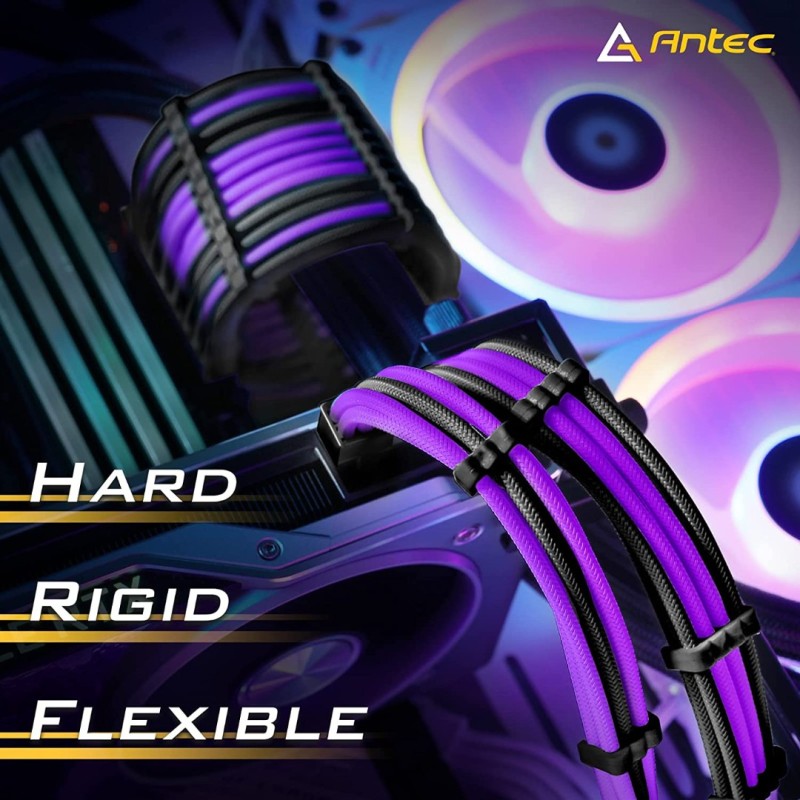 Antec Mod Sleeved Power Supply Cable Extension Kit, w/Combs Purple UV Antec Mod Sleeved Power Supply Cable Extension Kit, w/Combs Purple UV