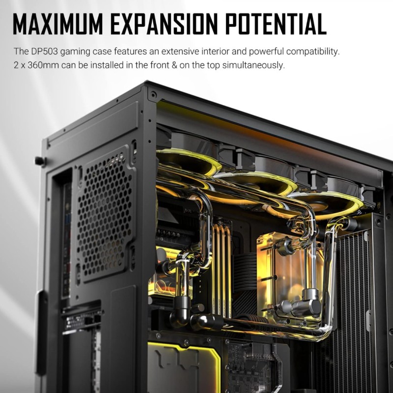 Antec DP503 ATX Mid Tower PC Case, Type-C Gen2, 3 x 120mm ARGB Fans with ARGB & PWM Controller, Up to 2 x 360mm Radiator, GPU Bracket, EATX Gaming PC Case, Black Antec DP503 ATX Mid Tower PC Case, Type-C Gen2, 3 x 120mm ARGB Fans with ARGB & PWM Controller, Up to 2 x 360mm Radiator, GPU Bracket, EATX Gaming PC Case, Black