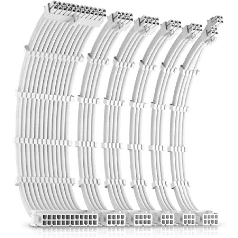 Antec Sleeved Extension Power Supply Cable Kit, w/Combs, White Antec Sleeved Extension Power Supply Cable Kit, w/Combs, White