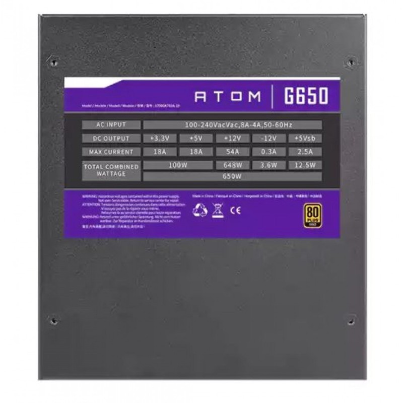 ANTEC ATOM G650 650W 80 Plus GOLD ANTEC ATOM G650 650W 80 Plus GOLD