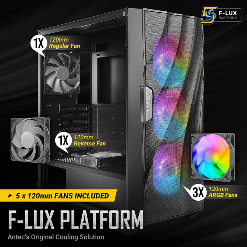 Antec DF700 Flux, Mid Tower Computer Case, ATX Gaming Case, Tempered Glass Side Panel Antec DF700 Flux, Mid Tower Computer Case, ATX Gaming Case, Tempered Glass Side Panel