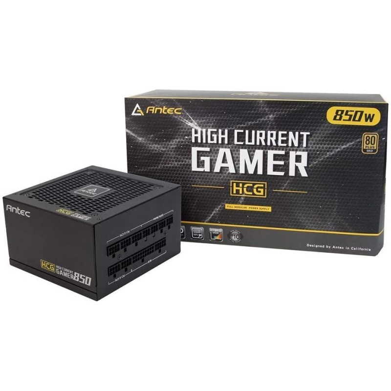 Antec HCG850 Gold Power Supply 850 Watts 80 Plus Gold PSU with 120mm Silent FDB Fan, Full Modular, Japanese Capacitors, Active PFC Antec HCG850 Gold Power Supply 850 Watts 80 Plus Gold PSU with 120mm Silent FDB Fan, Full Modular, Japanese Capacitors, Active PFC