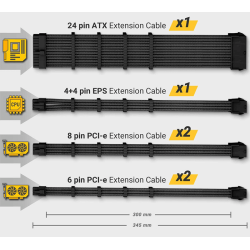 Antec Sleeved Extension Power Supply Cable Kit, Black