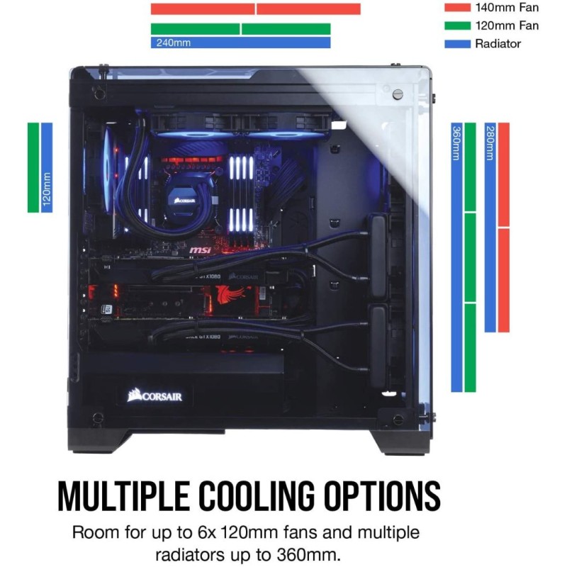 Corsair Crystal 570X RGB Mid-Tower Case, 3 RGB Fans, Tempered Glass - Black Corsair Crystal 570X RGB Mid-Tower Case, 3 RGB Fans, Tempered Glass - Black