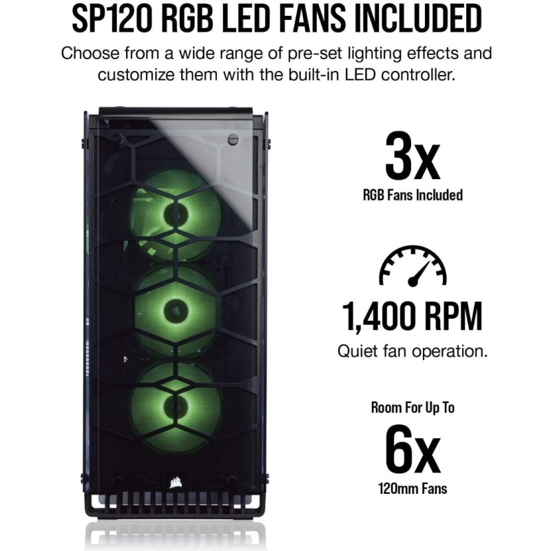 Corsair Crystal 570X RGB Mid-Tower Case, 3 RGB Fans, Tempered Glass - Black Corsair Crystal 570X RGB Mid-Tower Case, 3 RGB Fans, Tempered Glass - Black
