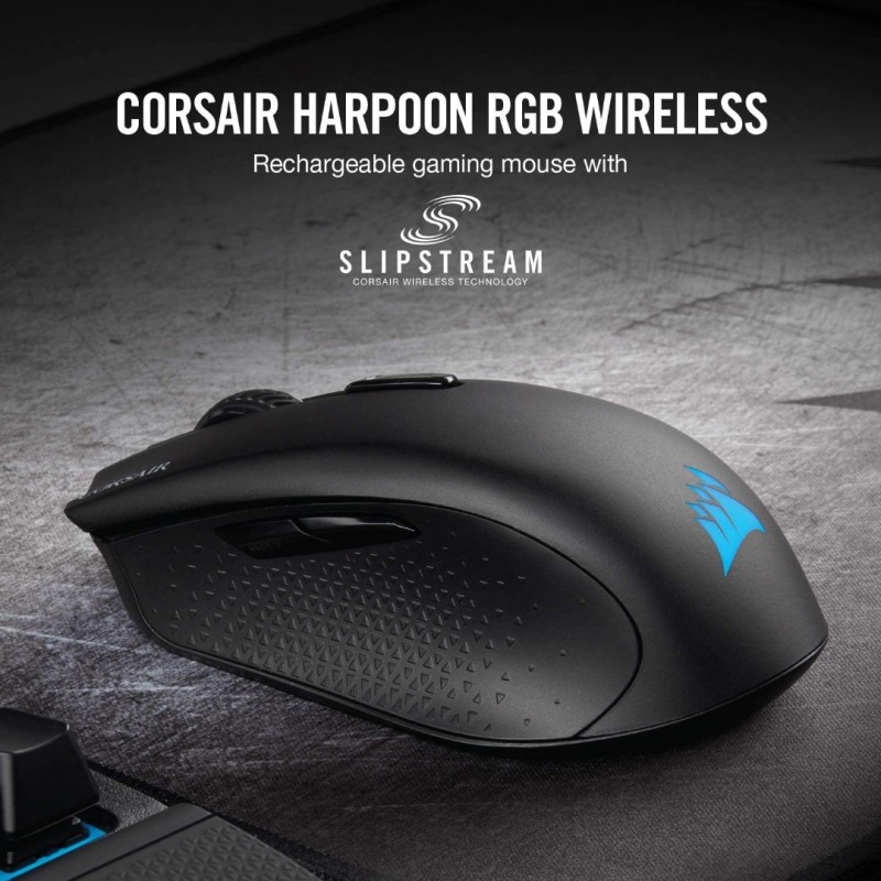 Corsair Harpoon RGB Wireless - Wireless Rechargeable Gaming Mouse with SLIPSTREAM Technology - 10,000 DPI Optical Sensor Corsair Harpoon RGB Wireless - Wireless Rechargeable Gaming Mouse with SLIPSTREAM Technology - 10,000 DPI Optical Sensor