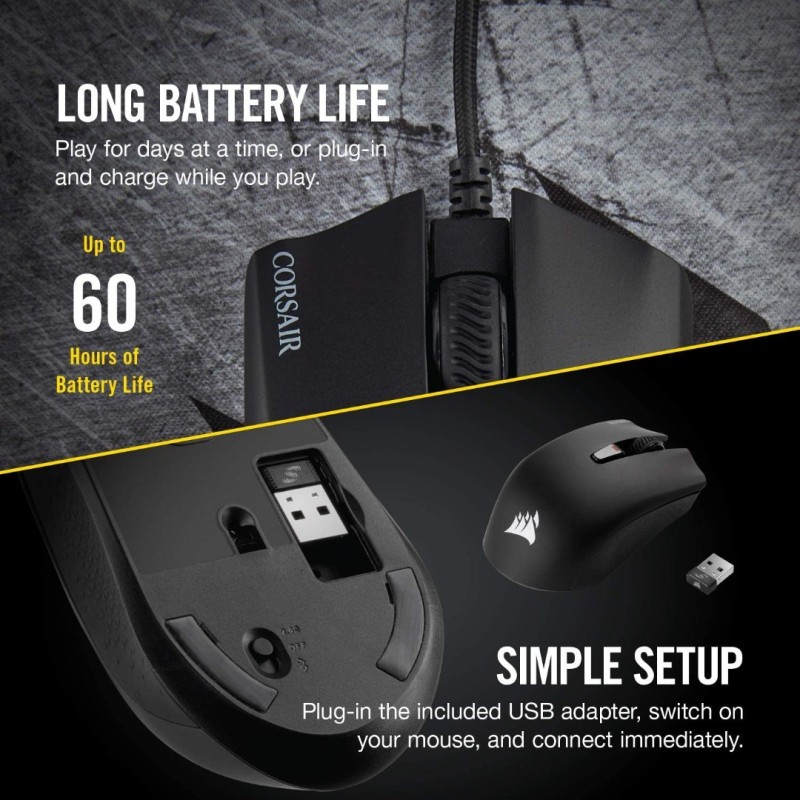 Corsair Harpoon RGB Wireless - Wireless Rechargeable Gaming Mouse with SLIPSTREAM Technology - 10,000 DPI Optical Sensor Corsair Harpoon RGB Wireless - Wireless Rechargeable Gaming Mouse with SLIPSTREAM Technology - 10,000 DPI Optical Sensor