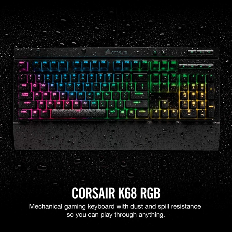 Corsair K68 RGB Mechanical Gaming Keyboard, Backlit RGB LED, Dust and Spill Resistant - Linear & Quiet - Cherry MX Red Corsair K68 RGB Mechanical Gaming Keyboard, Backlit RGB LED, Dust and Spill Resistant - Linear & Quiet - Cherry MX Red