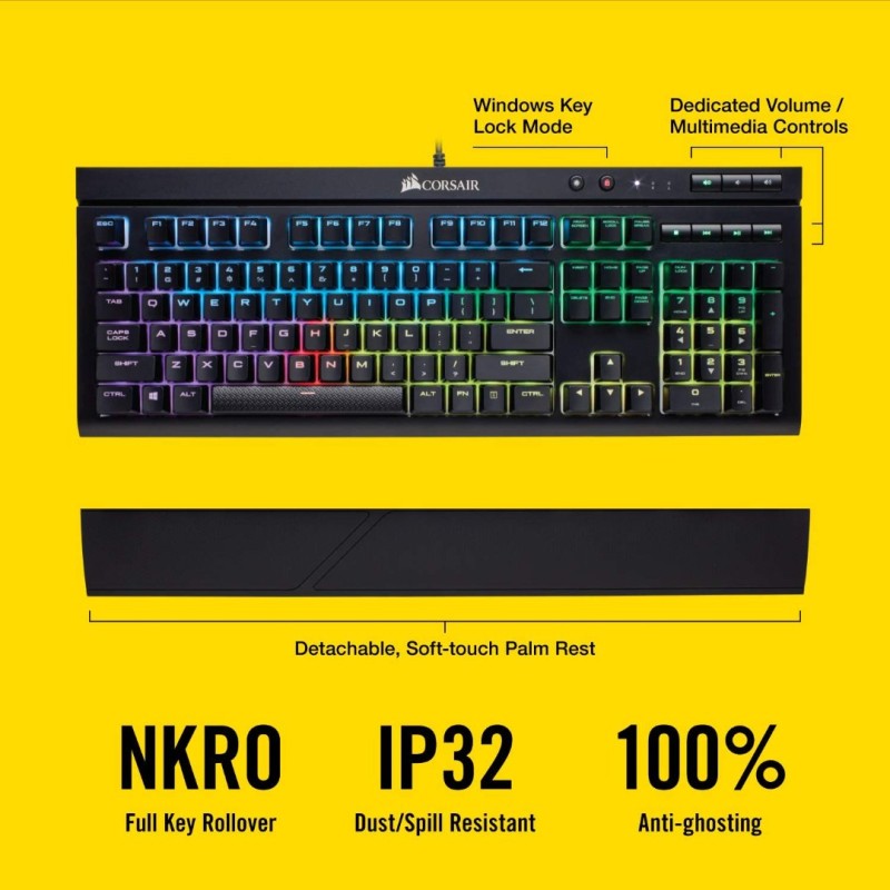 Corsair K68 RGB Mechanical Gaming Keyboard, Backlit RGB LED, Dust and Spill Resistant - Linear & Quiet - Cherry MX Red Corsair K68 RGB Mechanical Gaming Keyboard, Backlit RGB LED, Dust and Spill Resistant - Linear & Quiet - Cherry MX Red