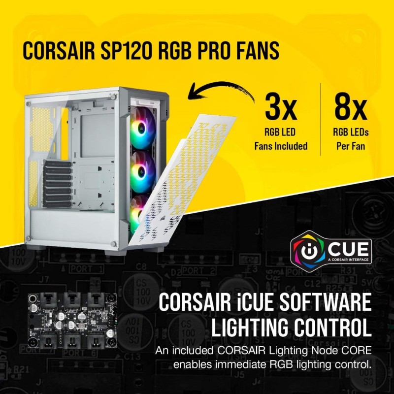 Corsair iCUE 220T RGB Airflow Tempered Glass Mid-Tower Smart Case, White Corsair iCUE 220T RGB Airflow Tempered Glass Mid-Tower Smart Case, White