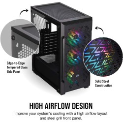 Corsair iCUE 220T RGB Airflow Tempered Glass Mid-Tower Smart Case - Black