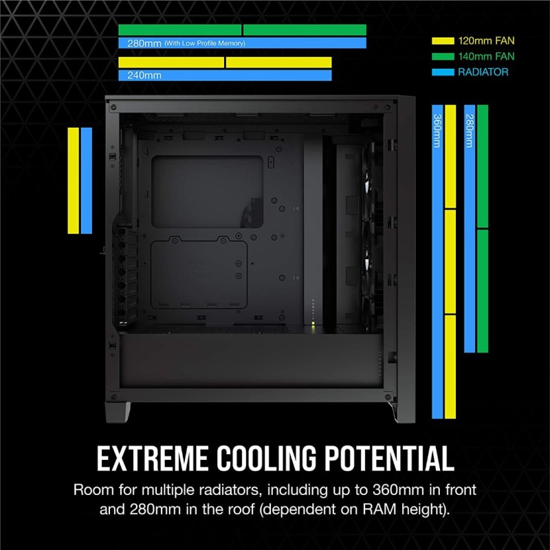 Corsair iCUE 4000X RGB Mid-Tower ATX PC Case - Black Corsair iCUE 4000X RGB Mid-Tower ATX PC Case - Black