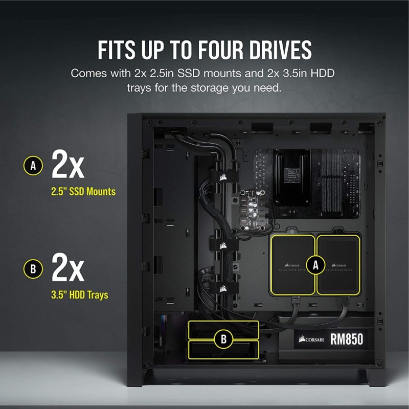 Corsair iCUE 4000X RGB Mid-Tower ATX PC Case - Black Corsair iCUE 4000X RGB Mid-Tower ATX PC Case - Black