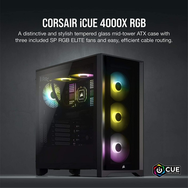 Corsair iCUE 4000X RGB Mid-Tower ATX PC Case - Black Corsair iCUE 4000X RGB Mid-Tower ATX PC Case - Black