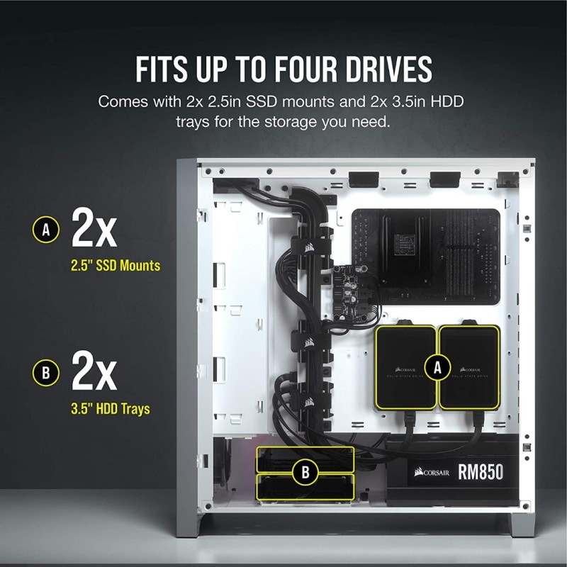 Corsair iCUE 4000X RGB Mid-Tower ATX PC Case - White Corsair iCUE 4000X RGB Mid-Tower ATX PC Case - White