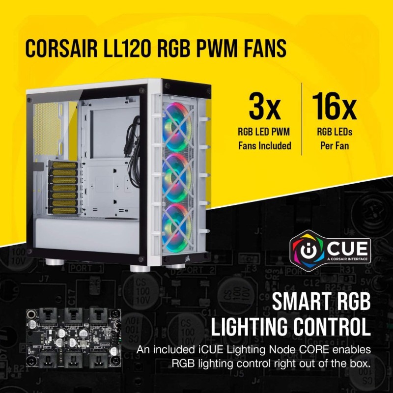 Corsair iCUE 465X RGB Mid-Tower ATX Smart Case, White Corsair iCUE 465X RGB Mid-Tower ATX Smart Case, White