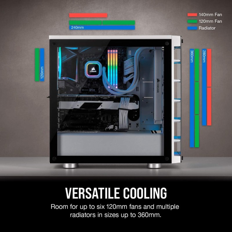 Corsair iCUE 465X RGB Mid-Tower ATX Smart Case, White Corsair iCUE 465X RGB Mid-Tower ATX Smart Case, White