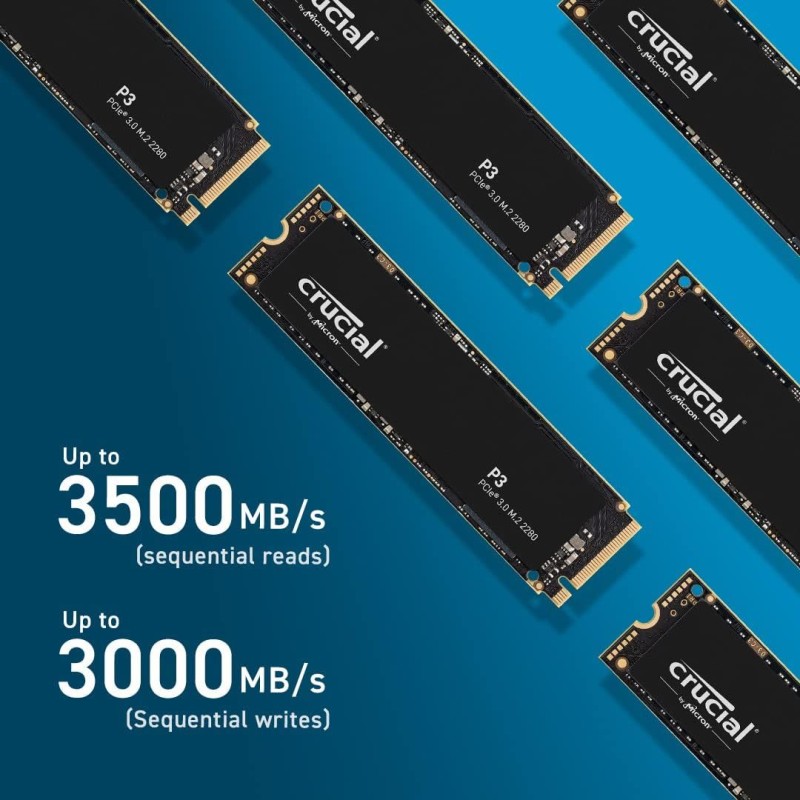 Crucial P3 1TB M.2 PCIe Gen3 NVMe - Up to 3500MB/s & 3000 MB/s R&W Crucial P3 1TB M.2 PCIe Gen3 NVMe - Up to 3500MB/s & 3000 MB/s R&W