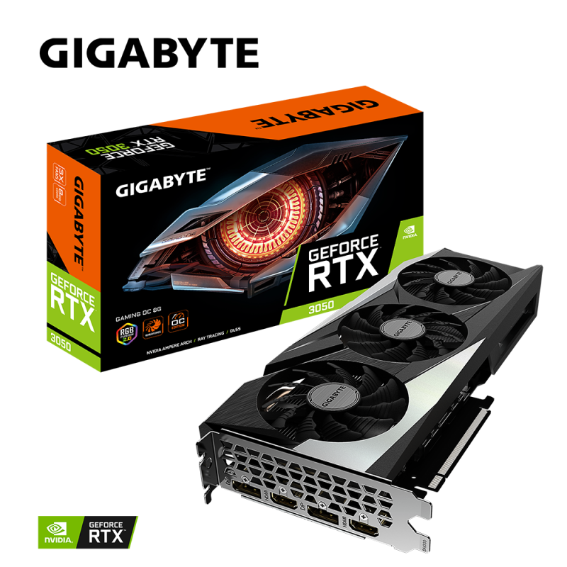 GIGABYTE GeForce RTX 3050 Gaming OC 8G Graphics Card, 3X WINDFORCE Fans, 8GB GDDR6 128-bit GDDR6, GV-N3050GAMING OC-8GD Video Card GIGABYTE GeForce RTX 3050 Gaming OC 8G Graphics Card, 3X WINDFORCE Fans, 8GB GDDR6 128-bit GDDR6, GV-N3050GAMING OC-8GD Video Card
