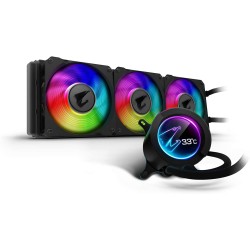 GIGABYTE AORUS RGB AIO Liquid Cooler 360, 360mm Radiator, Triple 120mm Windforce PWM Fans, Customizable Full Color LCD Display, Advanced RGB Lighting and Control, Intel 115X/2066, AMD AM4, TR4