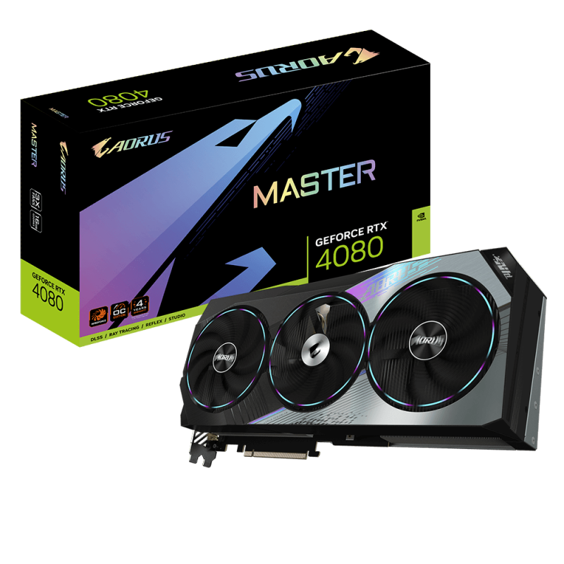 Gigabyte AORUS GeForce RTX 4080 Master 16G Graphics Card, 3X WINDFORCE Fans, 16GB 256-bit GDDR6X Gigabyte AORUS GeForce RTX 4080 Master 16G Graphics Card, 3X WINDFORCE Fans, 16GB 256-bit GDDR6X