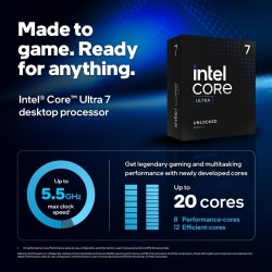 Intel Core Ultra 7 265K - 20 cores (8 P-cores & 12 E-cores) up to 5.5 GHz
