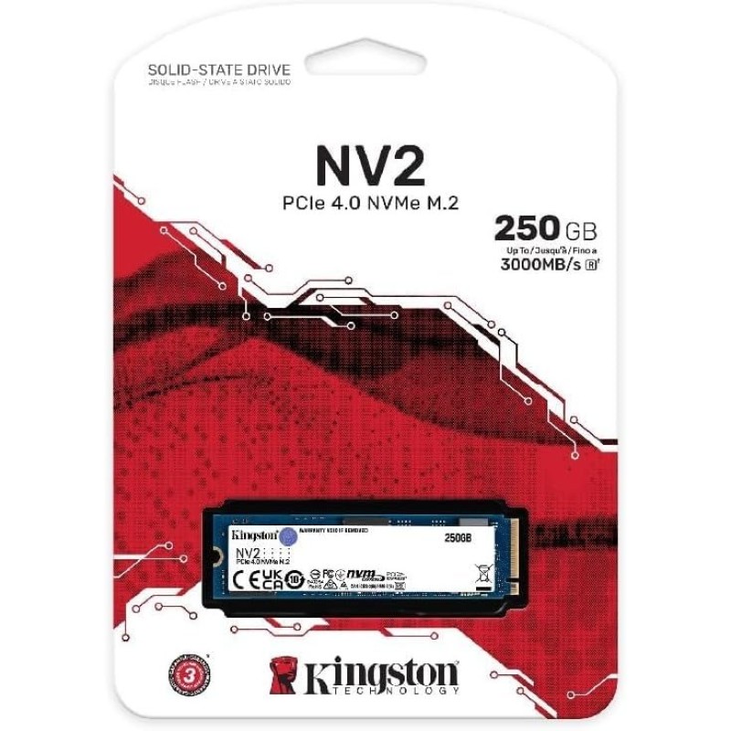 Kingston NV2 250G M.2 2280 NVMe Internal SSD | PCIe 4.0 Gen 4x4 | Up to 3000 MB/s Kingston NV2 250G M.2 2280 NVMe Internal SSD | PCIe 4.0 Gen 4x4 | Up to 3000 MB/s
