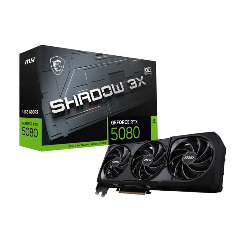 MSI SHADOW GeForce RTX 5080 16G SHADOW 3X OC GDDR7 MSI SHADOW GeForce RTX 5080 16G SHADOW 3X OC GDDR7