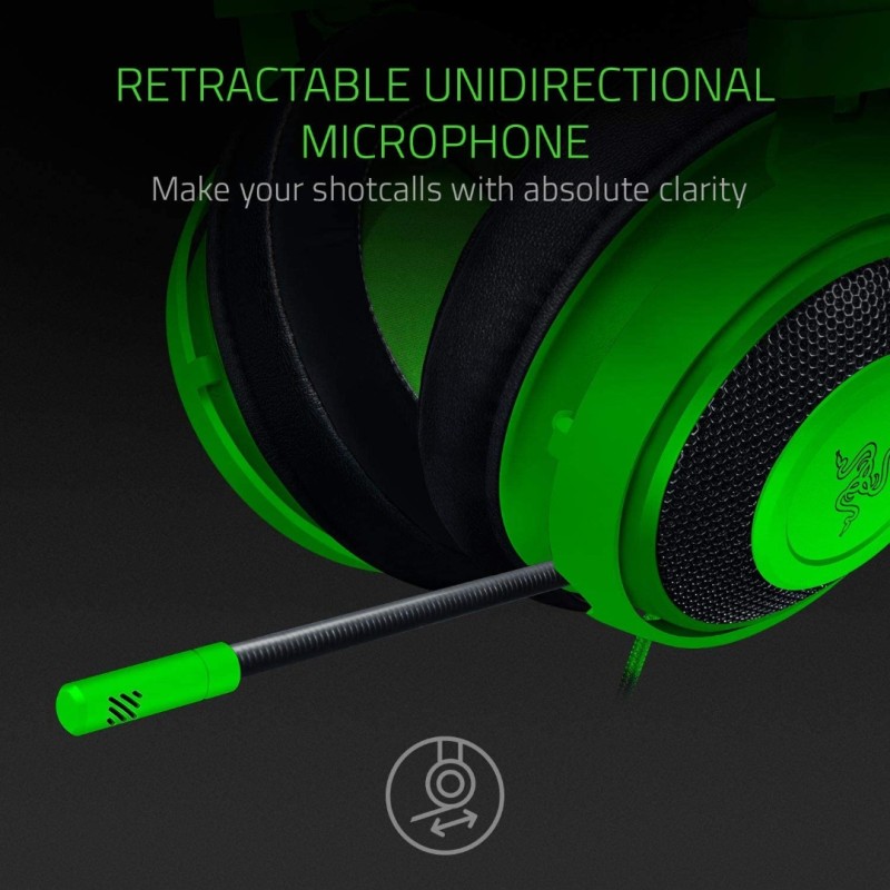 Razer Kraken Gaming Headset: Lightweight Aluminum Frame, Retractable Noise Isolating Microphone, For PC, PS4, PS5, Switch, Xbox One, Xbox Series X & S, Mobile, 3.5 mm Audio Jack – Green Razer Kraken Gaming Headset: Lightweight Aluminum Frame, Retractable Noise Isolating Microphone, For PC, PS4, PS5, Switch, Xbox One, Xbox Series X & S, Mobile, 3.5 mm Audio Jack – Green