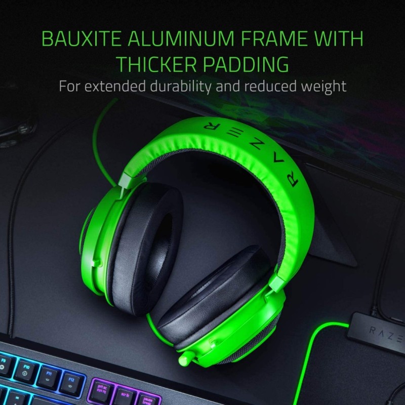 Razer Kraken Gaming Headset: Lightweight Aluminum Frame, Retractable Noise Isolating Microphone, For PC, PS4, PS5, Switch, Xbox One, Xbox Series X & S, Mobile, 3.5 mm Audio Jack – Green Razer Kraken Gaming Headset: Lightweight Aluminum Frame, Retractable Noise Isolating Microphone, For PC, PS4, PS5, Switch, Xbox One, Xbox Series X & S, Mobile, 3.5 mm Audio Jack – Green