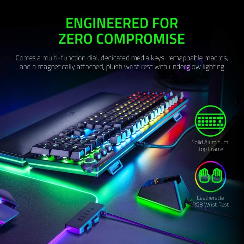 Razer Huntsman Elite Gaming Keyboard: Fastest Keyboard Switches Ever - Linear Optical Switches - Chroma RGB Lighting - Magnetic Plush Wrist Rest - Dedicated Media Keys & Dial - Classic Black Razer Huntsman Elite Gaming Keyboard: Fastest Keyboard Switches Ever - Linear Optical Switches - Chroma RGB Lighting - Magnetic Plush Wrist Rest - Dedicated Media Keys & Dial - Classic Black