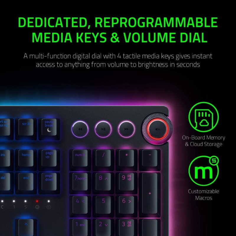 Razer Huntsman Elite Gaming Keyboard: Fastest Keyboard Switches Ever - Linear Optical Switches - Chroma RGB Lighting - Magnetic Plush Wrist Rest - Dedicated Media Keys & Dial - Classic Black Razer Huntsman Elite Gaming Keyboard: Fastest Keyboard Switches Ever - Linear Optical Switches - Chroma RGB Lighting - Magnetic Plush Wrist Rest - Dedicated Media Keys & Dial - Classic Black