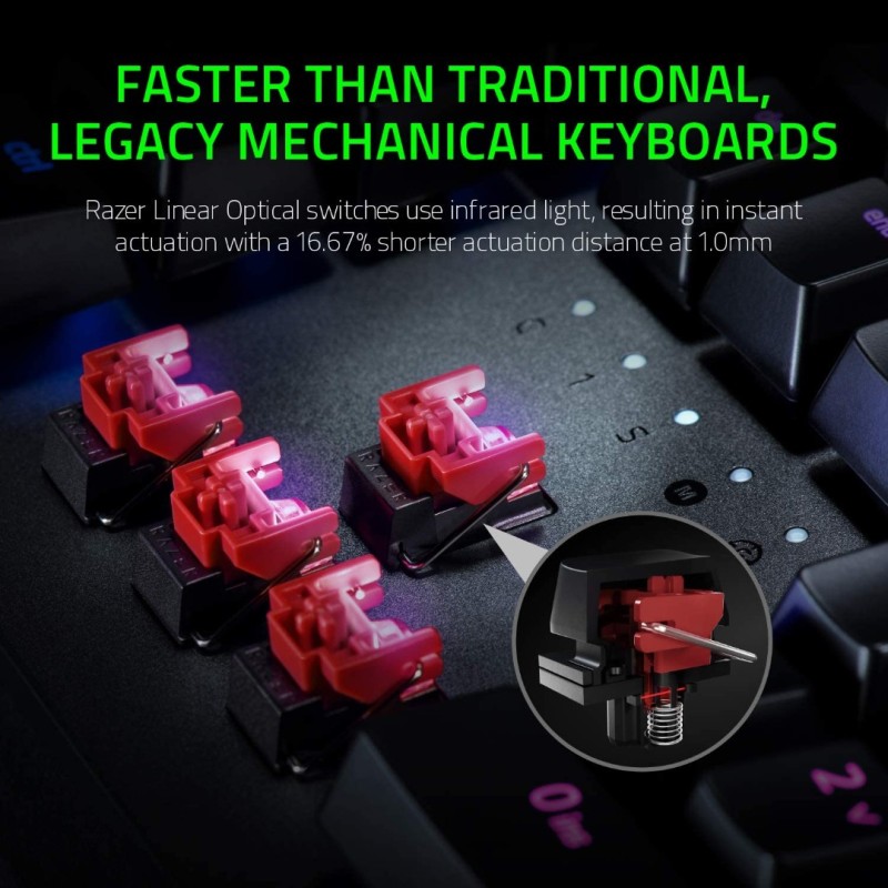 Razer Huntsman Elite Gaming Keyboard: Fastest Keyboard Switches Ever - Linear Optical Switches - Chroma RGB Lighting - Magnetic Plush Wrist Rest - Dedicated Media Keys & Dial - Classic Black Razer Huntsman Elite Gaming Keyboard: Fastest Keyboard Switches Ever - Linear Optical Switches - Chroma RGB Lighting - Magnetic Plush Wrist Rest - Dedicated Media Keys & Dial - Classic Black