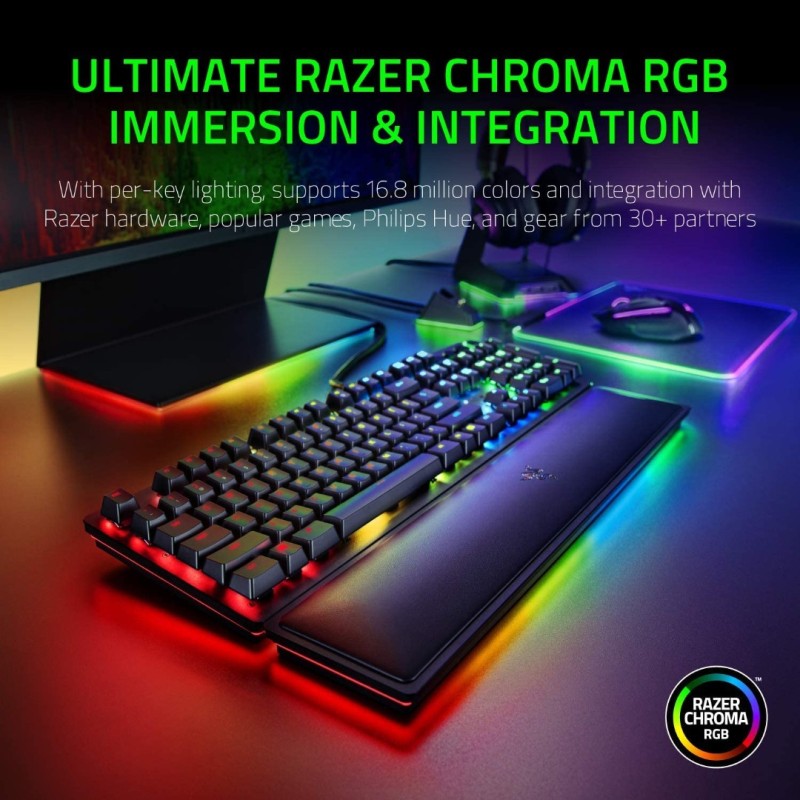 Razer Huntsman Elite Gaming Keyboard: Fastest Keyboard Switches Ever - Linear Optical Switches - Chroma RGB Lighting - Magnetic Plush Wrist Rest - Dedicated Media Keys & Dial - Classic Black Razer Huntsman Elite Gaming Keyboard: Fastest Keyboard Switches Ever - Linear Optical Switches - Chroma RGB Lighting - Magnetic Plush Wrist Rest - Dedicated Media Keys & Dial - Classic Black