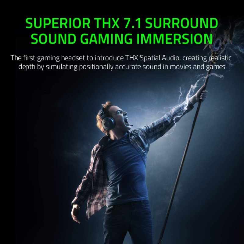 Razer Kraken Tournament Edition THX 7.1 Surround Sound Gaming Headset: Retractable Noise Cancelling Mic - USB DAC - For PC Razer Kraken Tournament Edition THX 7.1 Surround Sound Gaming Headset: Retractable Noise Cancelling Mic - USB DAC - For PC