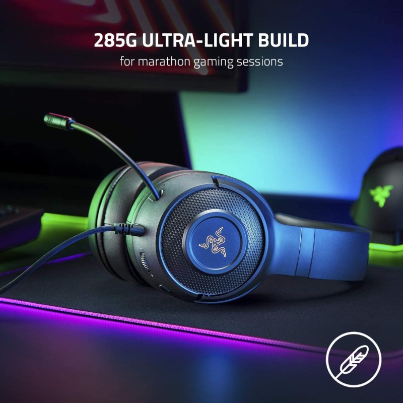 Razer Kraken V3 X Gaming Headset: 7.1 Surround Sound - Triforce 40mm Drivers - HyperClear Bendable Cardioid Mic - Chroma RGB Lighting - for PC - Classic Black Razer Kraken V3 X Gaming Headset: 7.1 Surround Sound - Triforce 40mm Drivers - HyperClear Bendable Cardioid Mic - Chroma RGB Lighting - for PC - Classic Black