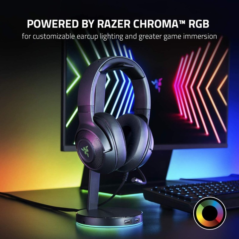 Razer Kraken V3 X Gaming Headset: 7.1 Surround Sound - Triforce 40mm Drivers - HyperClear Bendable Cardioid Mic - Chroma RGB Lighting - for PC - Classic Black Razer Kraken V3 X Gaming Headset: 7.1 Surround Sound - Triforce 40mm Drivers - HyperClear Bendable Cardioid Mic - Chroma RGB Lighting - for PC - Classic Black