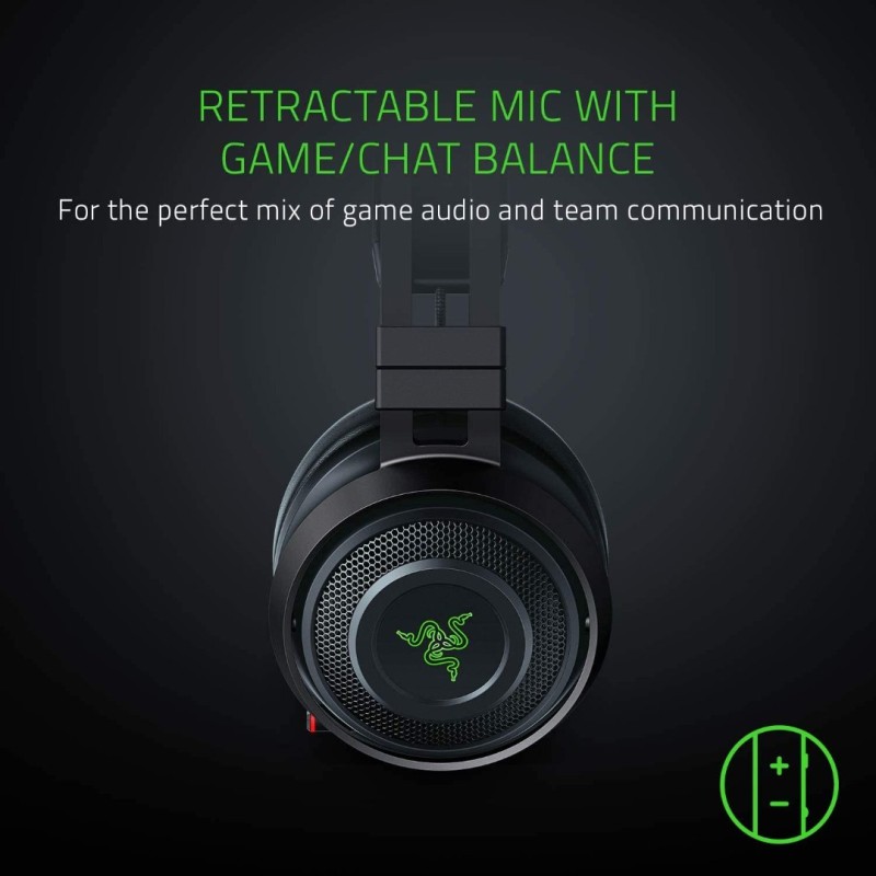 Razer Nari Ultimate Wireless 7.1 Surround Sound Gaming Headset: THX Audio & Haptic Feedback - Auto-Adjust Headband - Chroma RGB - Retractable Mic - for PC, PS4, PS5 - Black Razer Nari Ultimate Wireless 7.1 Surround Sound Gaming Headset: THX Audio & Haptic Feedback - Auto-Adjust Headband - Chroma RGB - Retractable Mic - for PC, PS4, PS5 - Black