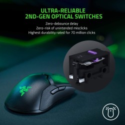 Razer Viper Ultimate Lightest Wireless Gaming Mouse: Fastest Gaming Switches - 20K DPI Optical Sensor - Chroma Lighting - 8 Programmable Buttons - 70 Hr Battery - Classic Black