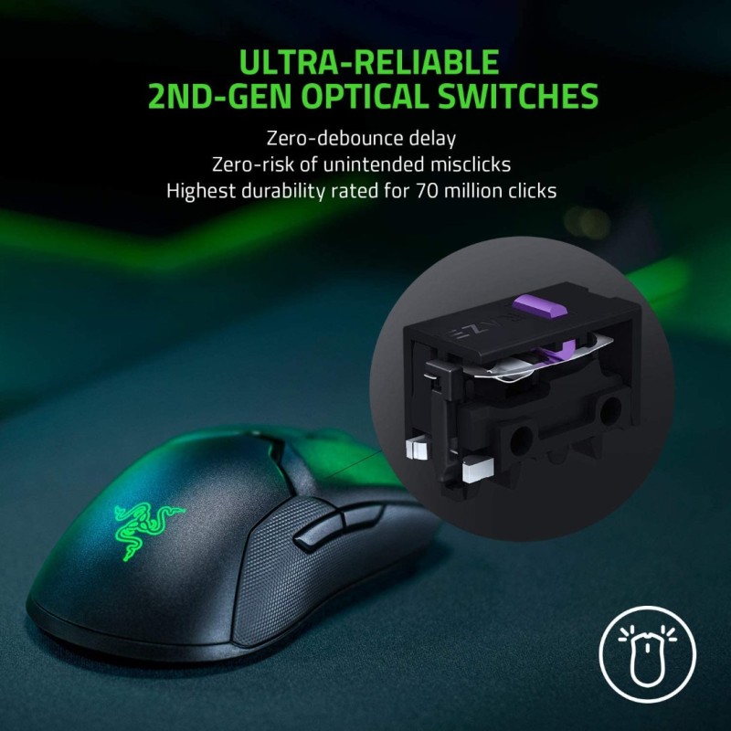 Razer Viper Ultimate Lightest Wireless Gaming Mouse: Fastest Gaming Switches - 20K DPI Optical Sensor - Chroma Lighting - 8 Programmable Buttons - 70 Hr Battery - Classic Black Razer Viper Ultimate Lightest Wireless Gaming Mouse: Fastest Gaming Switches - 20K DPI Optical Sensor - Chroma Lighting - 8 Programmable Buttons - 70 Hr Battery - Classic Black