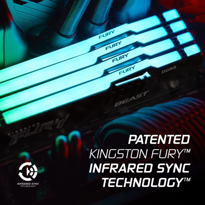 Kingston Fury Beast RGB 64GB (2X32) 5600MT/s DDR5 CL40 DIMM Desktop Memory (Kit of 2) | Intel XMP 3.0 | Infrared Sync Technology | Overclocking Stability | Kingston Fury Beast RGB 64GB (2X32) 5600MT/s DDR5 CL40 DIMM Desktop Memory (Kit of 2) | Intel XMP 3.0 | Infrared Sync Technology | Overclocking Stability |