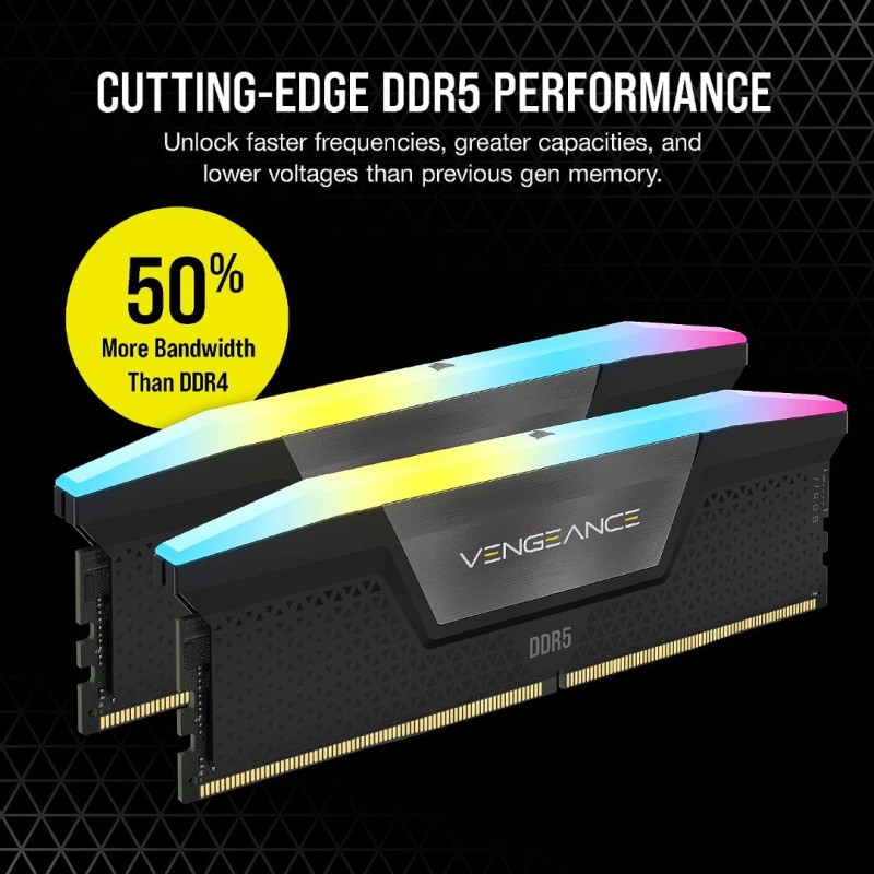 Corsair VENGEANCE RGB 32GB (2x16GB) DDR5 5200MT/s CL40 Corsair VENGEANCE RGB 32GB (2x16GB) DDR5 5200MT/s CL40